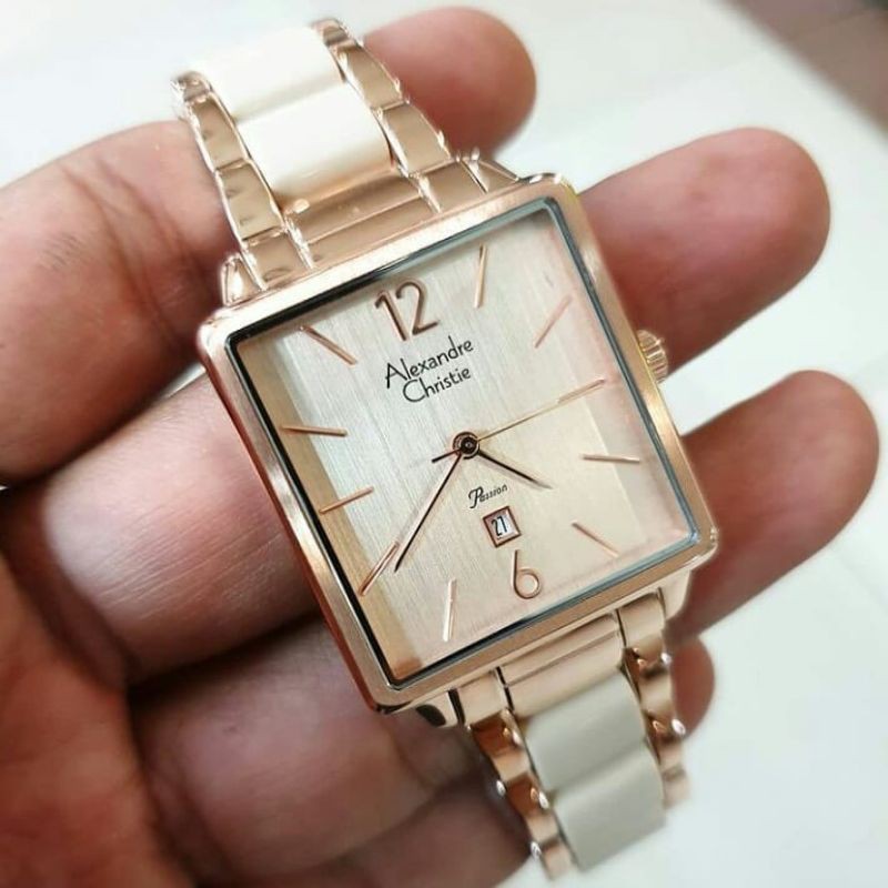 Jam Tangan Alexander Christie Wanita Rosegold White ac2917 Original