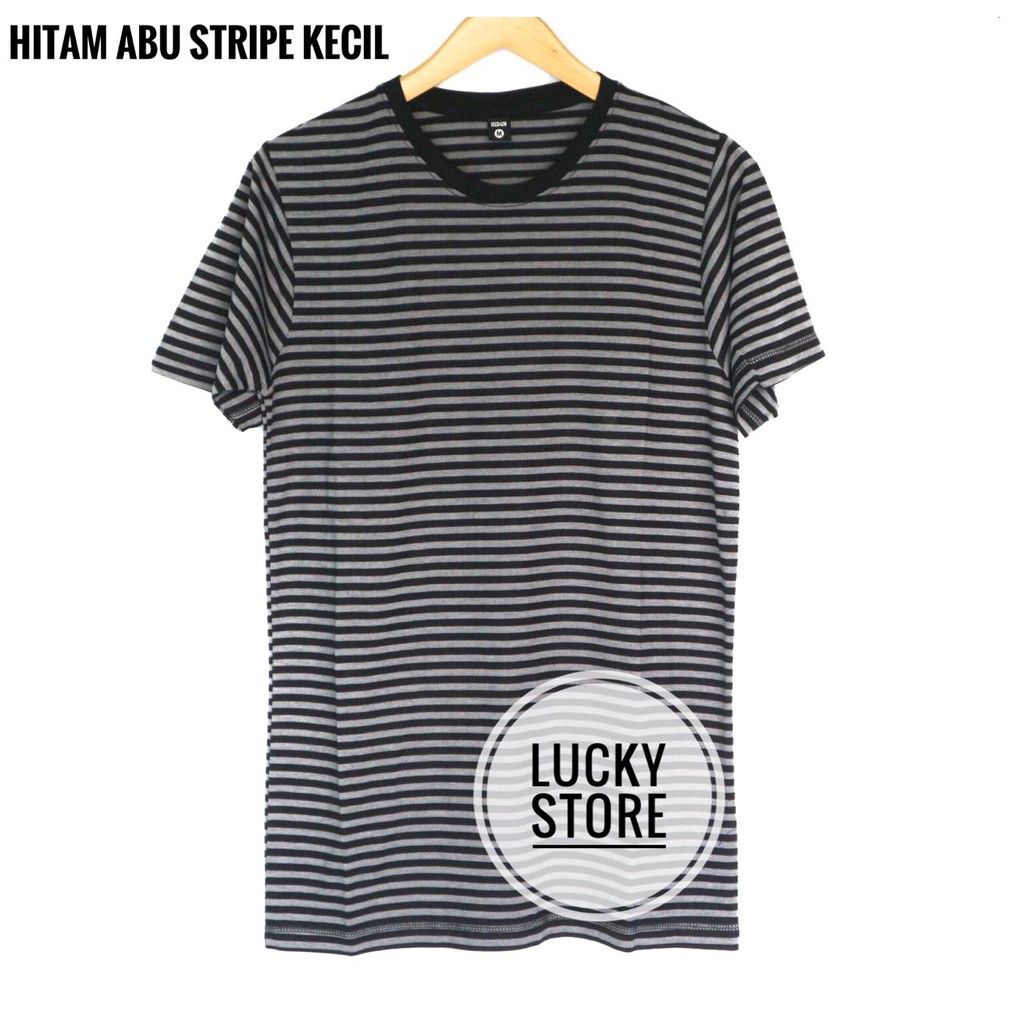 Kaos Strip DOMINAN HITAM Cotton Rayon Kaos Stripe Hitam Putih