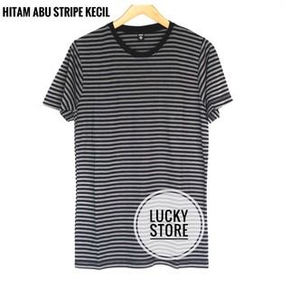  Kaos  Stripe HITAM ABU Garis Kecil Kaos  Stripe Hitam 