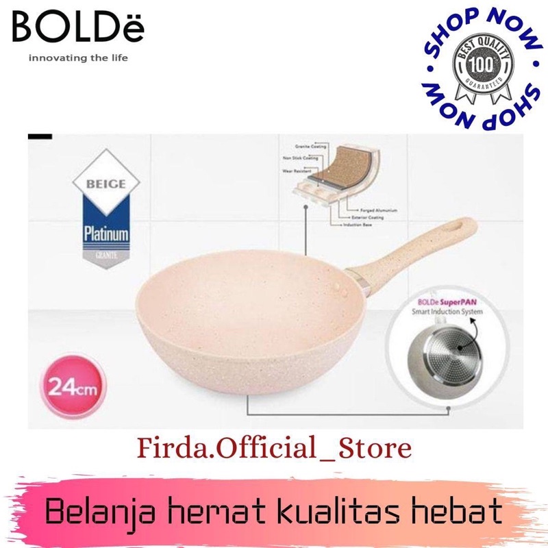 BOLDe SUPER PAN WOK PAN 24CM/ 26CM/ 28 CM/ 30CM COATING GRANITE