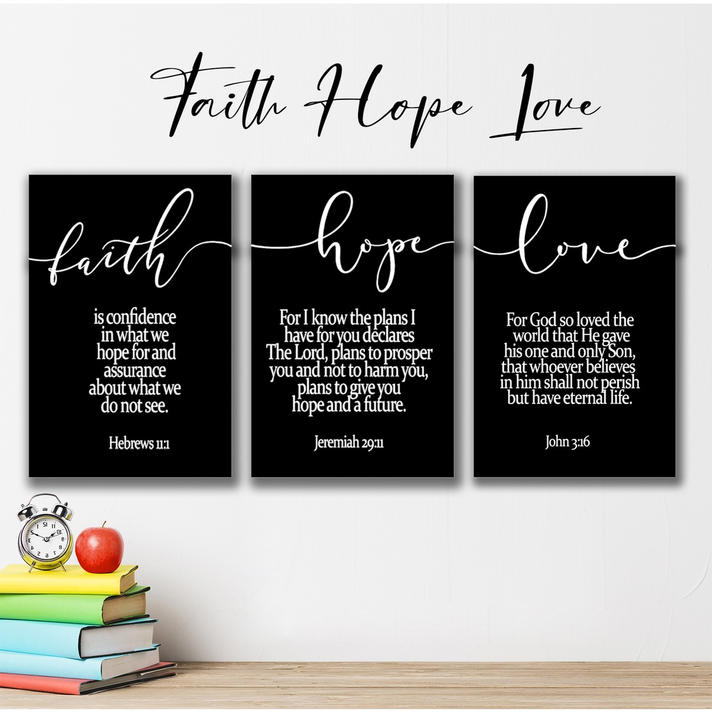 1 set wall decor faith hope love hiasan dinding rohani kristen / katolik