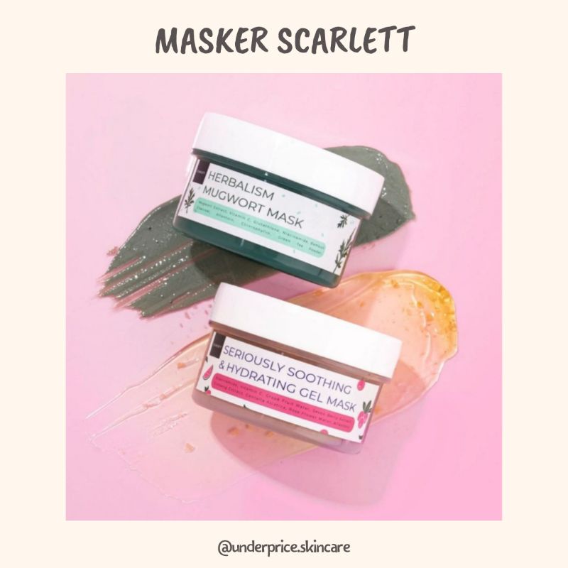 FREE SPATULA SCARLETT Herbalism Mugwort Mask dan Soothing &amp; Hydrating Gel Mask