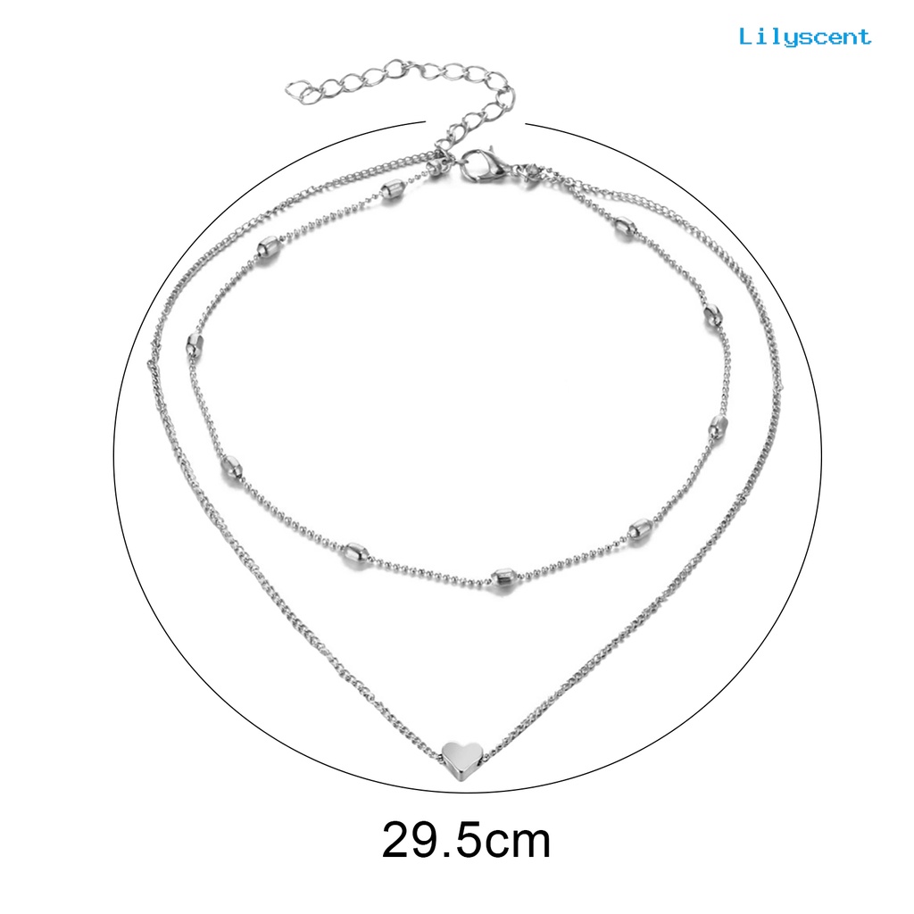 Kalung Choker Rantai Multilayer Aksen Manik-Manik Hati Untuk Wanita