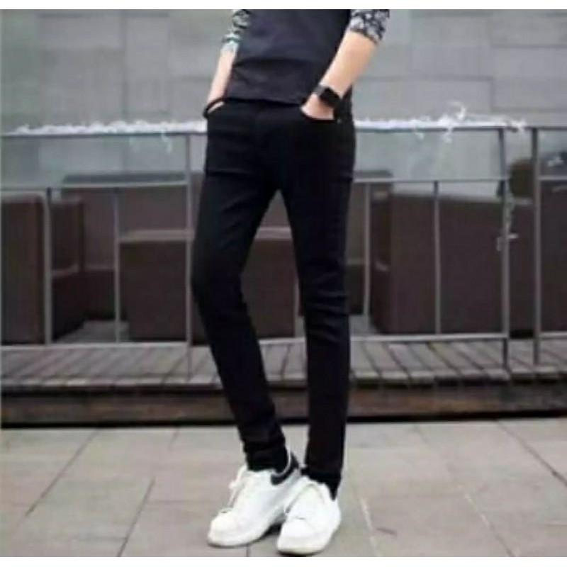 celana jeans pensil hitam/Celana pria streacth/soft jeans size 27-38