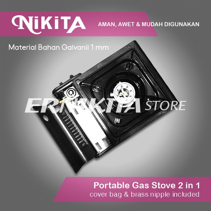 NIKITA KOMPOR GAS PORTABLE 2 IN 1 - Material Galvanil Tebal Cover Tas