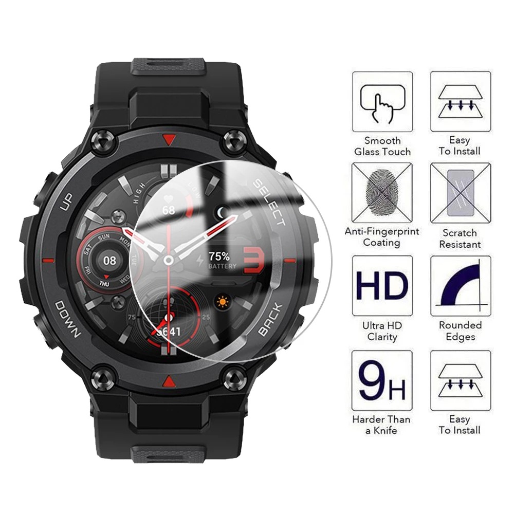 Pelindung Layar Tempered Glass HD Anti Gores Untuk Smartwatch Huami Amazfit T-REX