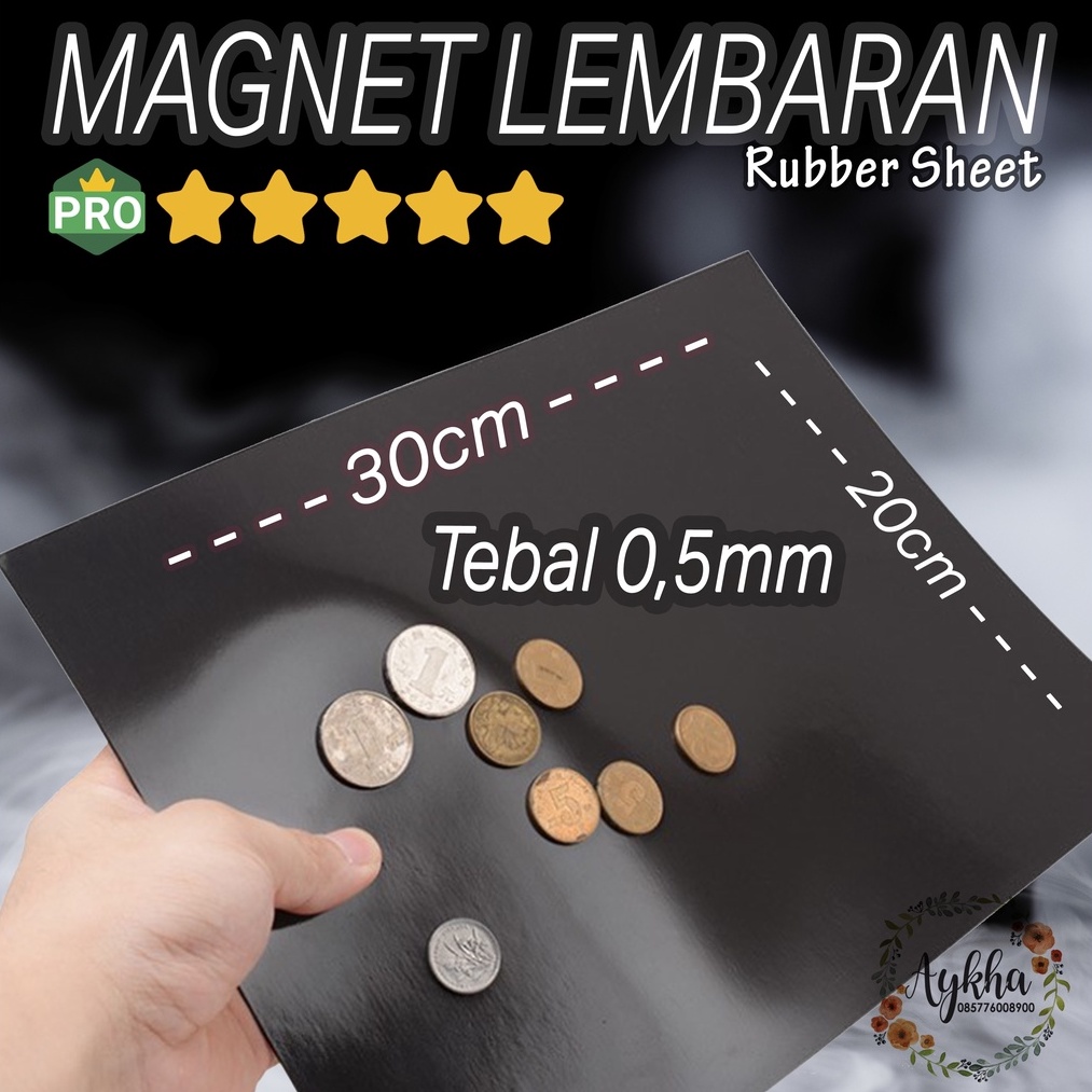 

MAGNET Lembaran Karet Rubber Sheet Ukuran A4 30x20cm Tebal 0,5mm