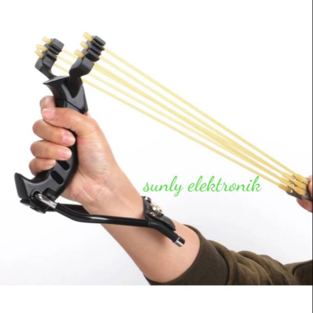 Rajawali ketapel burung daya pegas kuat gelang baja berburu Hunter lipat slingshot aluminium