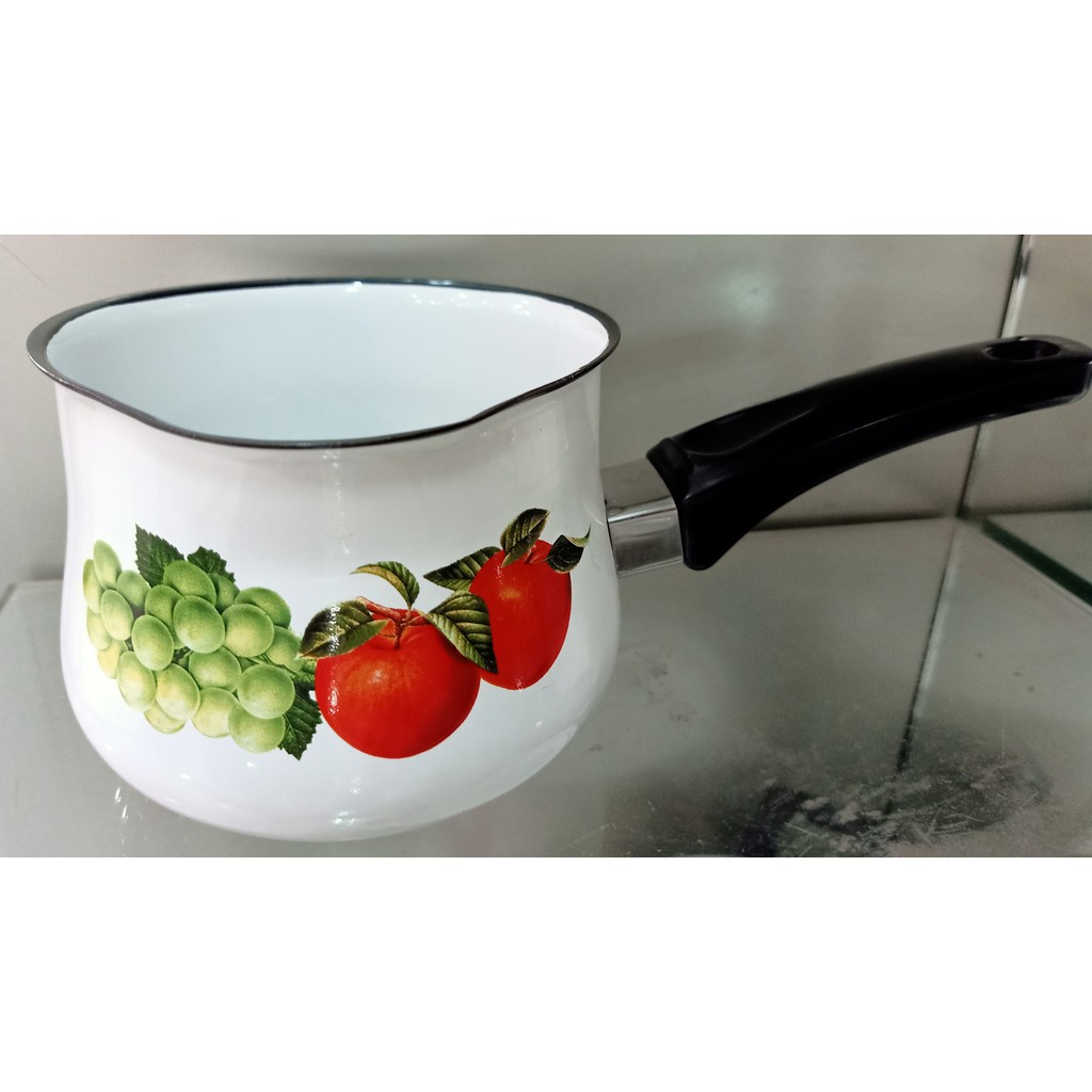 Milk Pan Ejiri / Panci Gagang Enamel / Panci Susu Motif Buah