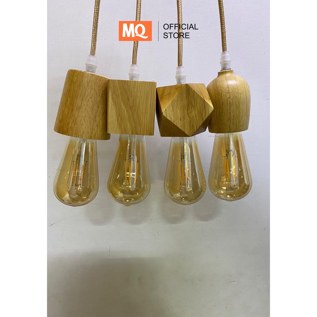 MQ Fitting Gantung KAYU terkeren termurah EELEGAN Edison filamen KAYU cafe Retro  - Fitting E27