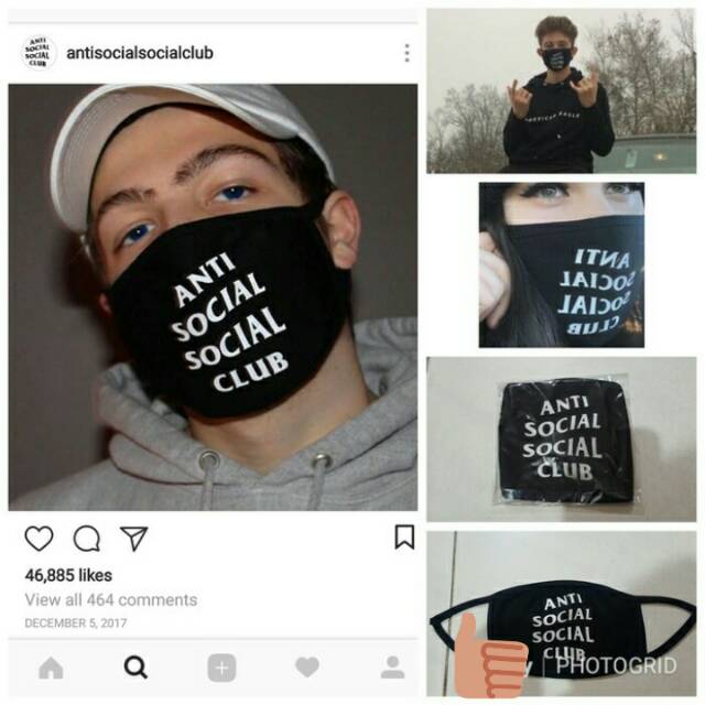 Masker "ANTI SOCIAL SOCIAL CLUB"..
