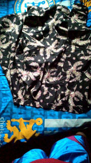 Credomenstore 7465 Kemeja Batik Pria Lengan Panjang Hitam Coklat