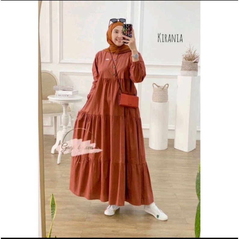 KIRANIA MIDI dres rayon super premium/DRES MUSLIM SIMPLE/WANITA MUSLIMAH S,M,L,XL,XXL