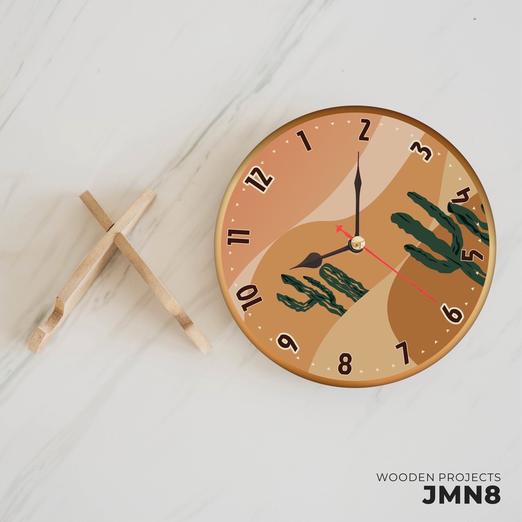 Wooden Projects Jam Meja Dekorasi Kamar Pajangan Rumah Hiasan Dinding Unik Motif Nordic - JMN8-2