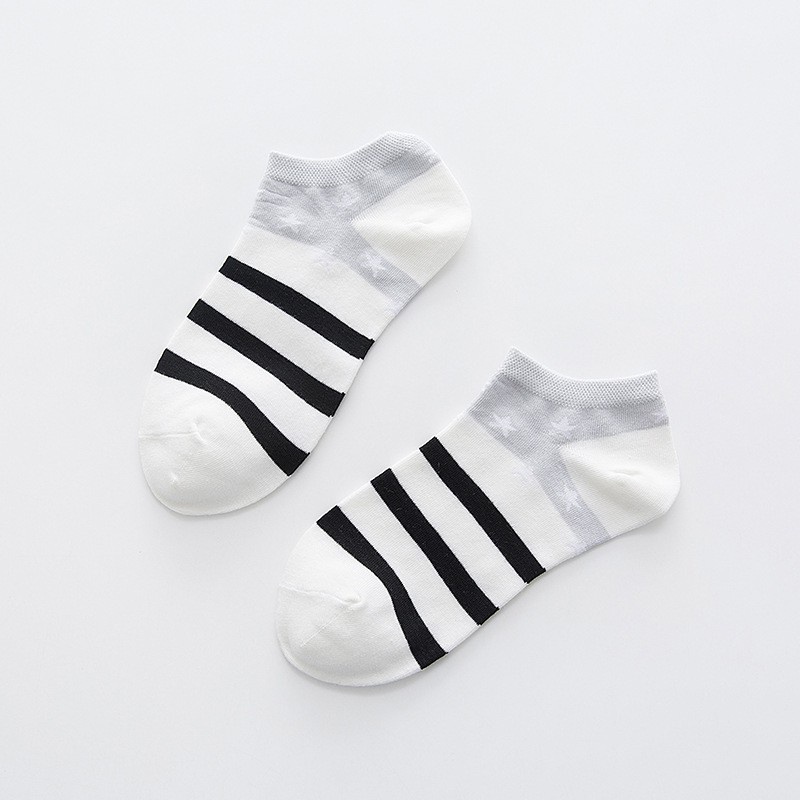 Kaos Kaki Ankle Cute Kaos Kaki Pendek Polos dan Motif Semata Kaki Import Murah Motif Polos-ABU SALUR HITAM