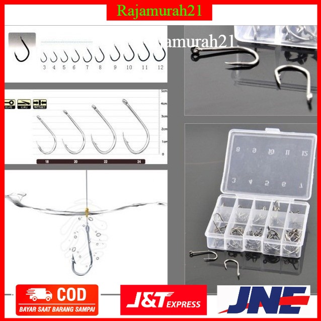 Kail Pancing/Long Handled Fishing Hook Ten Division No 3-12 Set / Kail Pancing - Transparent