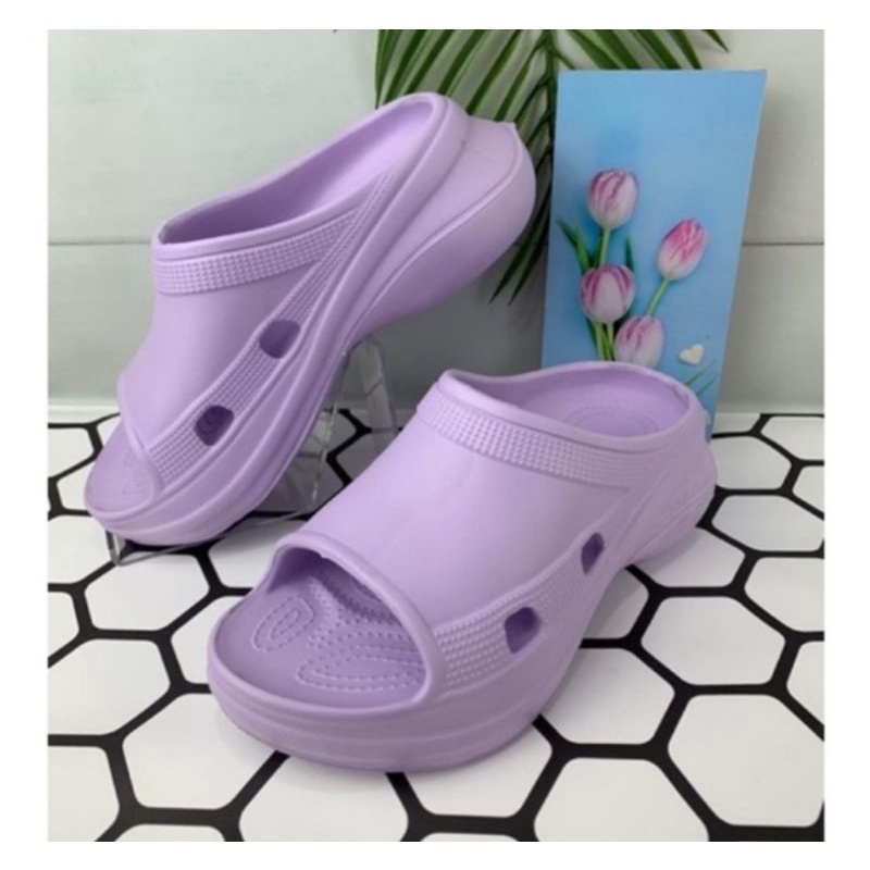 Sandal Wedges Wanita, Sendal Fuji Platform, Slip On Sandal Baim 997 Model Balen X Crocs