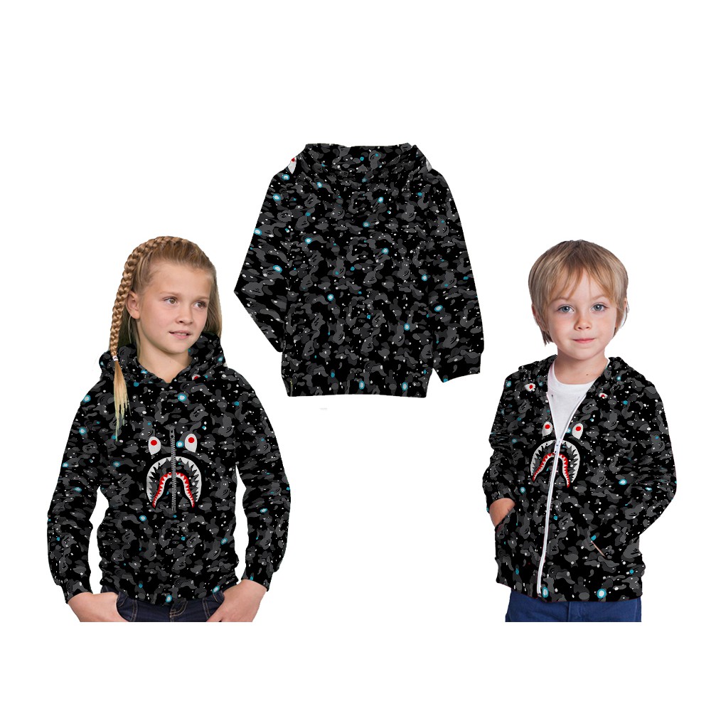 Jaket Anak Hoodie BAPE SHARK SPACE Terbaru Fullprint Custom