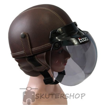 RudyHelm91 Helm Retro Klasik Chip Chips Club Kulit Coklat Kaca Bogo Original