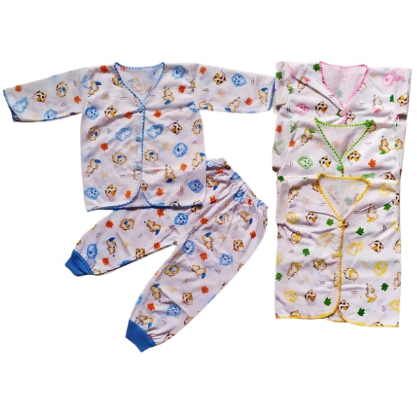 Setelan baju bayi unisex lengan panjang 0-6 bulan setelan piyama lengan panjang 0-6 bulan promo baju tidur bayi pakaian bayi baru lahir bahan katun lembut motif lucu