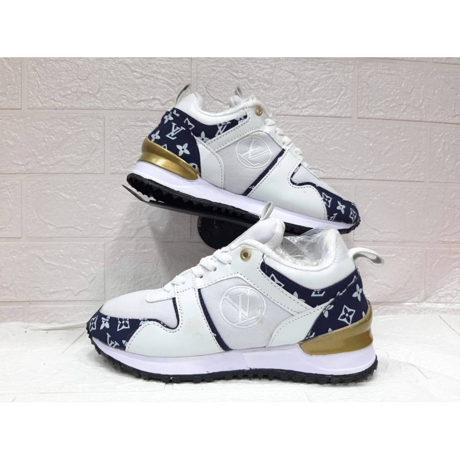 Sepatu LV LOUIS VUITTON WOMEN GRADE ORIGINAL PUTIH BIRU SNEAKERS PREMIUM RUNNING OLAHRAGA HANGOUT