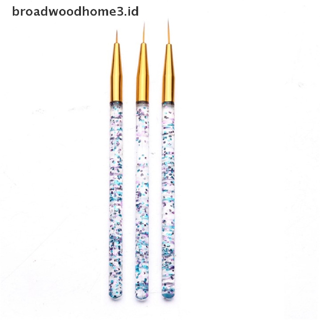 3pcs / Set Pen Brush Nail Art 3d Bahan Akrilik Ultra Tipis Untuk Manicure