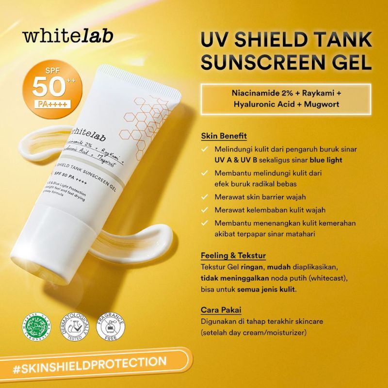 Whitelab UV Shield Tank Sunscreen Gel SPF 50++ PA+++ 30gr