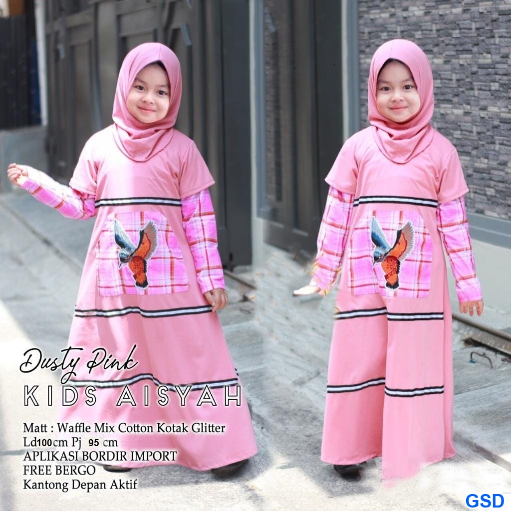 Syari Kids Aisyah/Busana Muslim Motif Kotak -kotak Termurah/Pakaian Anak Ngaji Kasual/ Gamis Anak Baloteli Good Quality