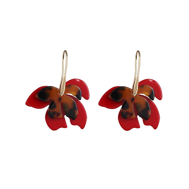 LRC Anting Tusuk Fashion Acrylic Leaf Earrings D42619