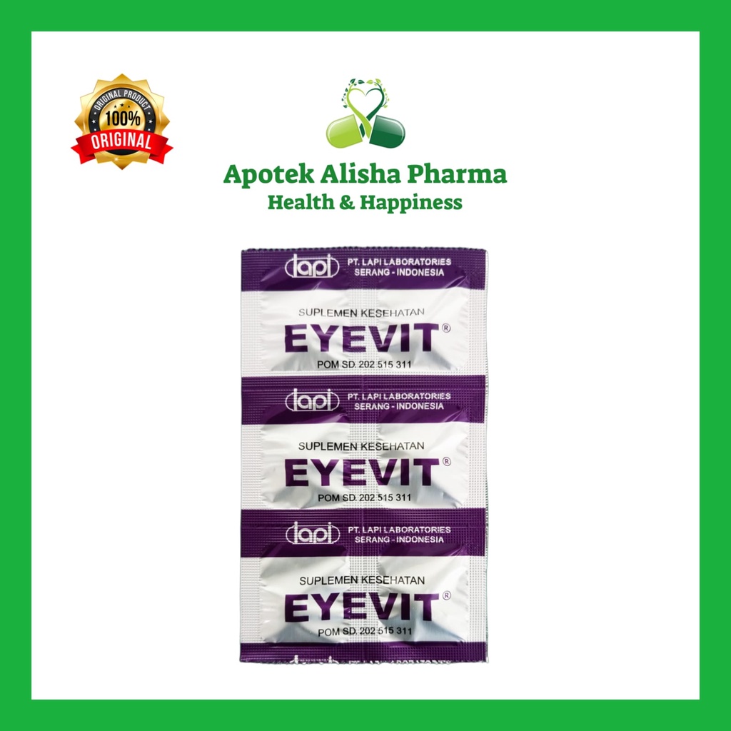 Eyevit Tablet (Strip 6tablet) Suplemen/Vitamin Mata/Ketajaman Penglihatan/Mata Minus/Lelah/Eyefit/Eyepit Tablet