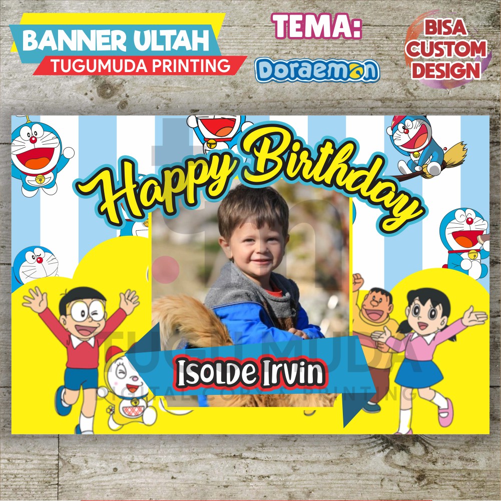 Cetak Banner|Spanduk|Backdrop Ulang Tahun/Birthday Anak - DORAEMON