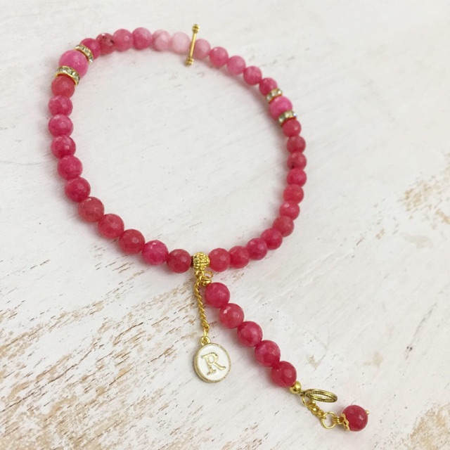 Tasbih gelang 33 batu rhodonite