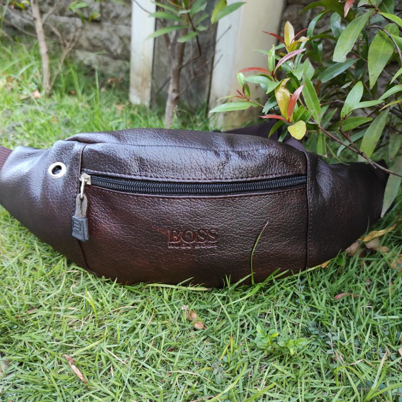 BOSS Full Cokelat || Sling Bag Pria Tas pria kulit Pu // Tas selempang pria // Tas waist Bag kulit Pu