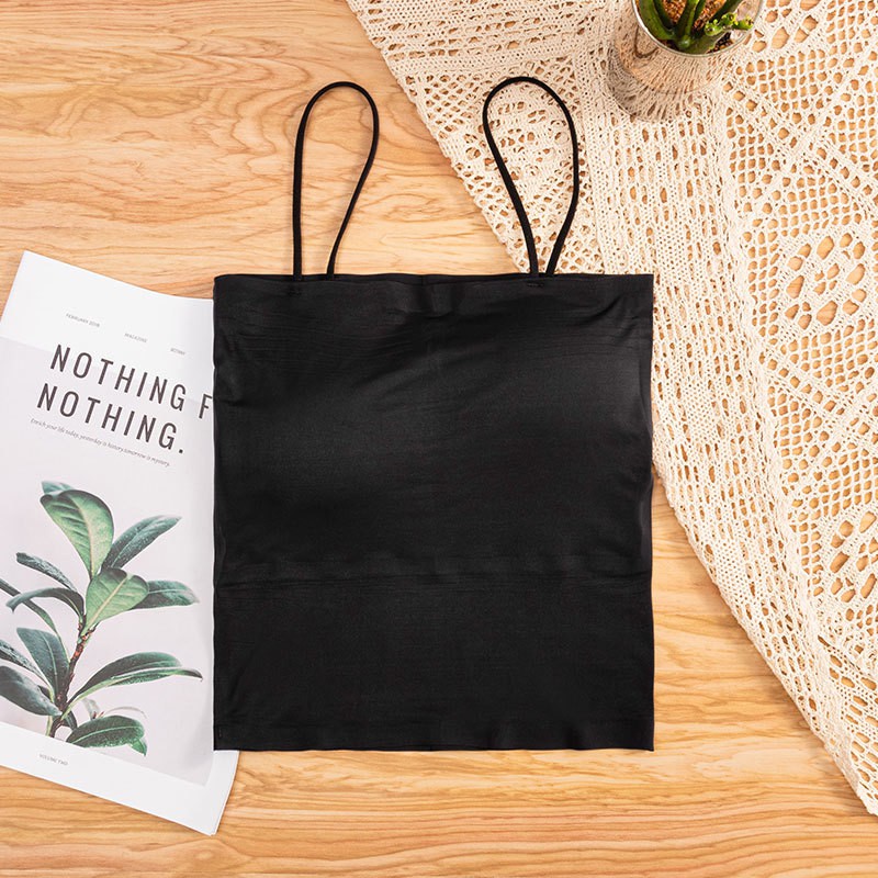 Tanktop polos wanita basic dengan cup bra /tanktop busa/tanktop import-Hitam