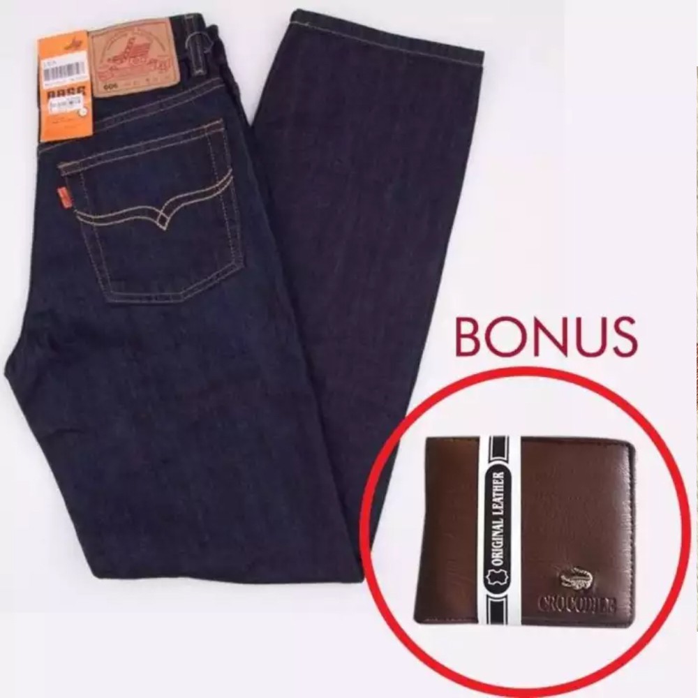 CELANA JEANS LEA BRANDED GRADE ORY 100% IMPORT QUALITY DARK COLOUR BONUS DOMPET