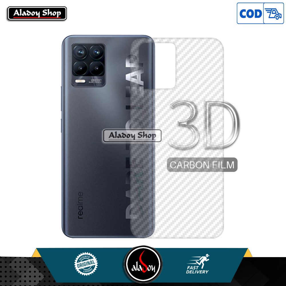 PAKET Case REALME 8 2021 Casing + Tempered Glass Layar Clear + Skin Carbon