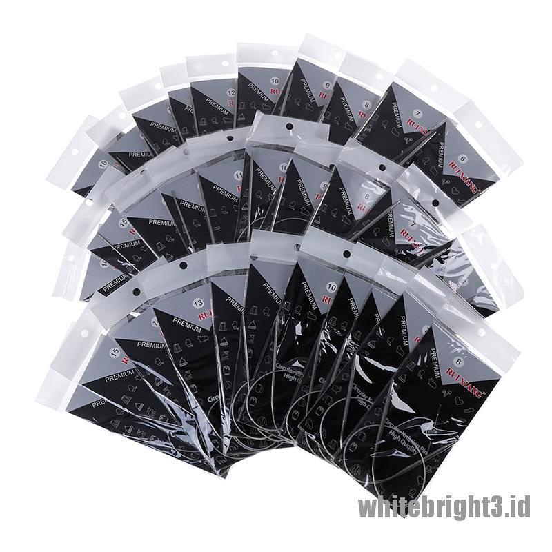 ❤White3 Warna Putih❤ 11pcs / set Jarum Jahit Rajut Dengan Bentuk Bulat Dan Bahan stainless Steel Ukuran 43 / 65 / 80cm