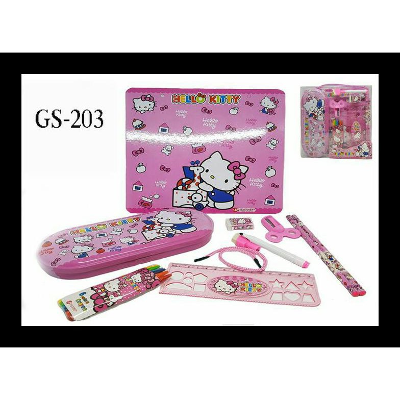 

BARU 1 SET ALAT TULIS KARAKTER HELLO KITTY / ALAT TULIS FROZEN / 1SET KADO PAKET ALAT TULIS MURAH