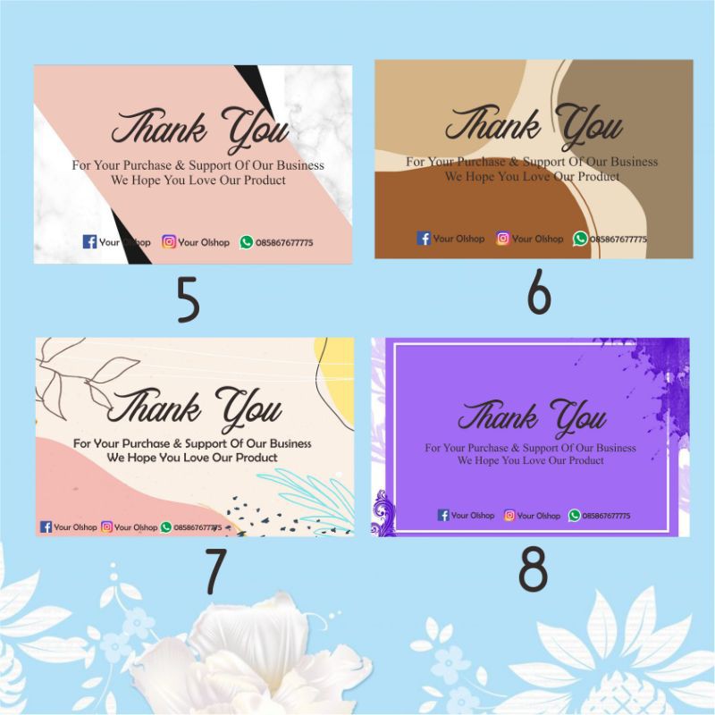 

Kartu ucapan terima kasih online shop / thank you card olshop / stiker olshop / custom kartu olshop