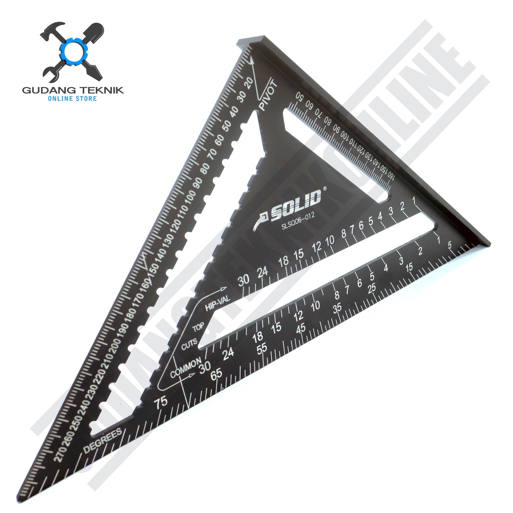 Penggaris Siku Sudut 12&quot; SOLID SLSQ06-012 / Siku Sudut Derajat Penggaris 12 Inch - Angle Square SOLID