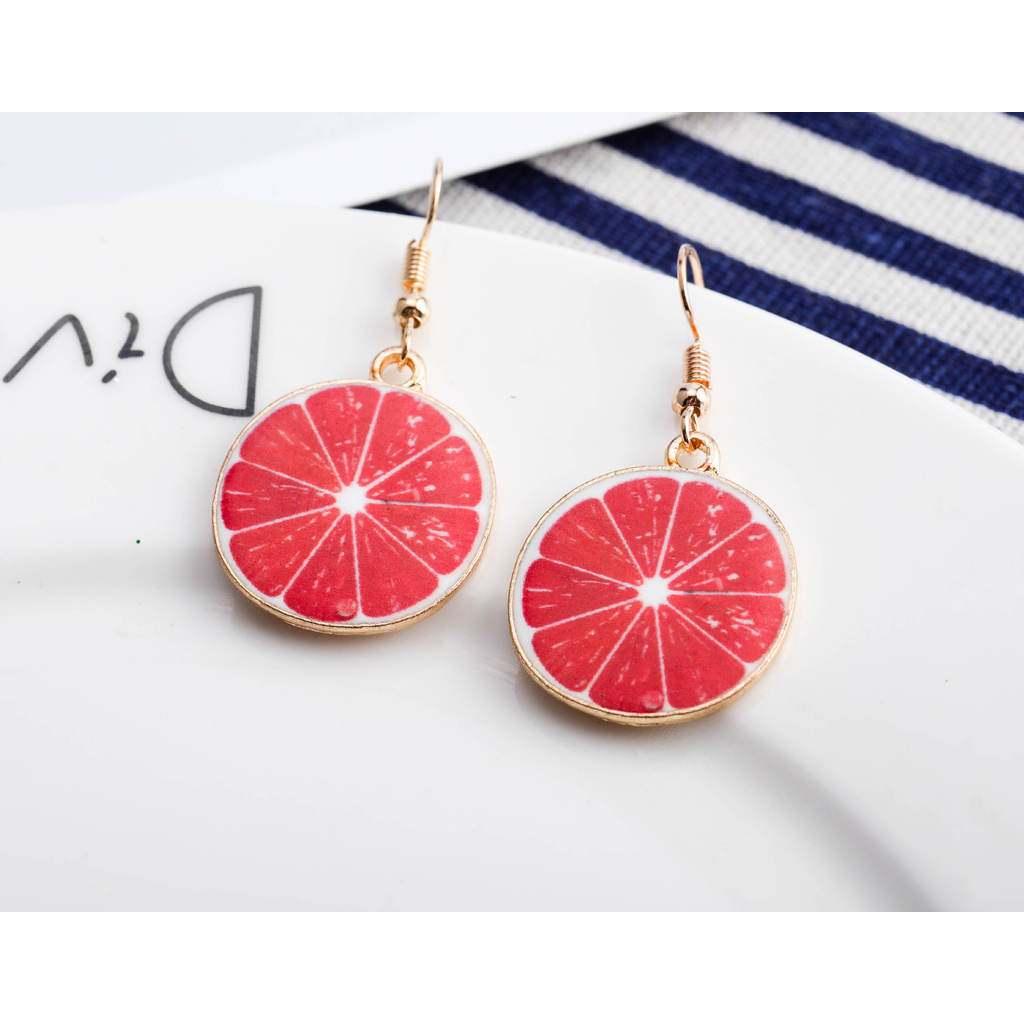 Anting wanita model korea terbaru bentuk buah buahan lucu imut bagus cocok untuk anak dan dewasa-Jeruk Bali