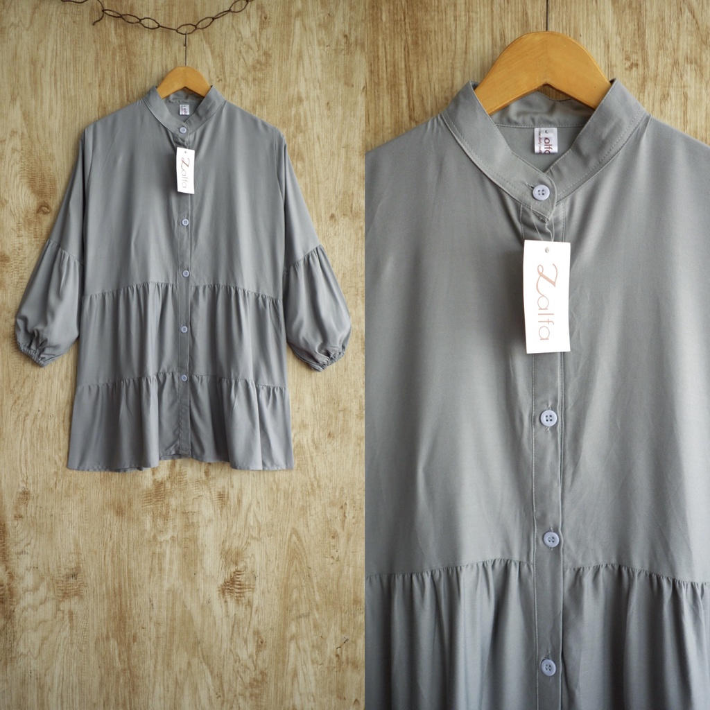 NOVA blouse by ZALFA OUTFIT / blouse polos / blouse rayon-Lightgrey