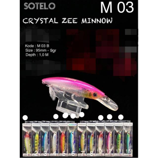Sotelo platinium crystal zee minnow M 03 umpan untuk pancing