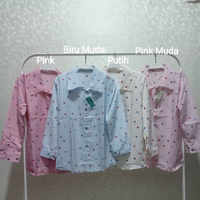 Kemeja Wanita Blouse Motif daun