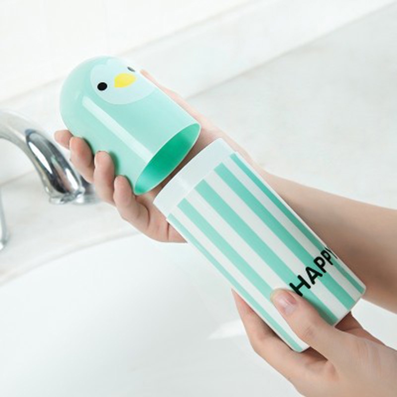 Cartoon Cute Penguin Toothpaste Cup Case Travel Portable Toothbrush Holder Case Hiking Sanitary Ware Suit Storage Box