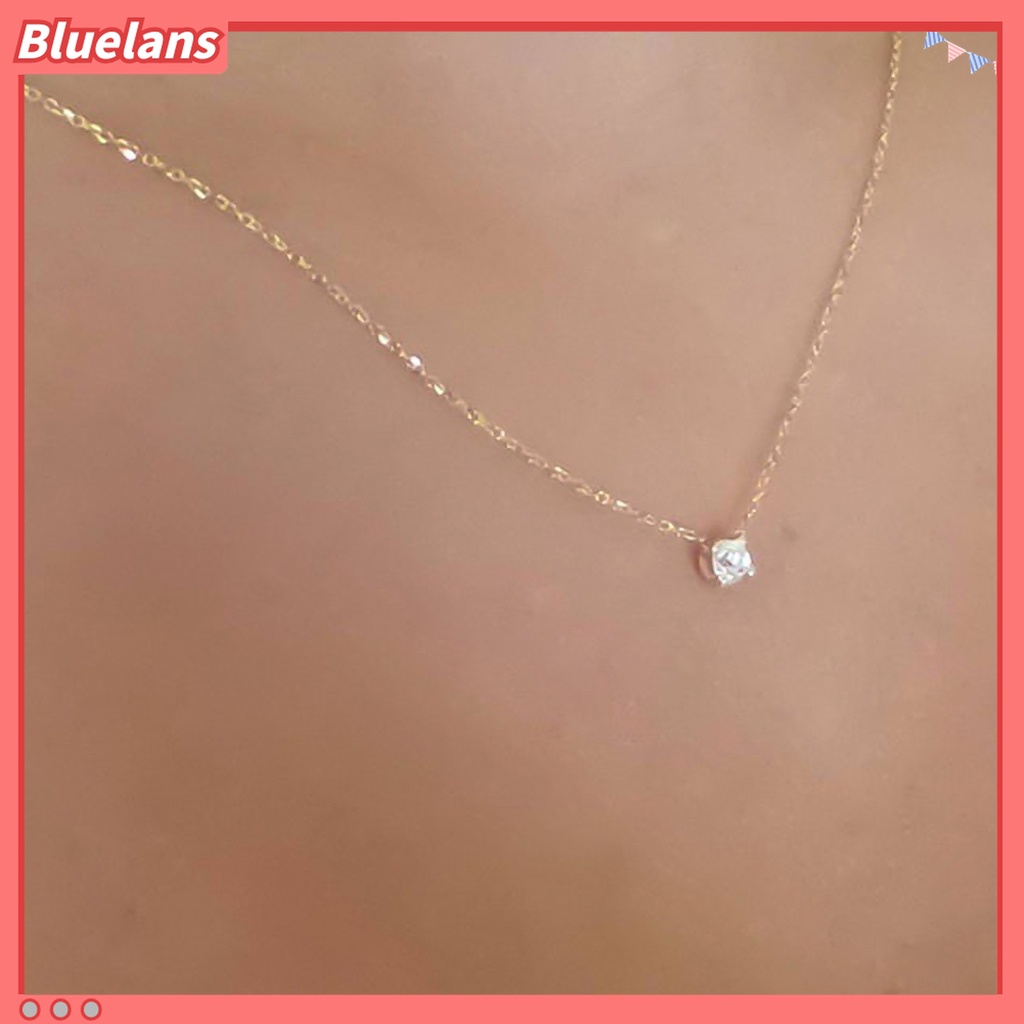 Bluelans Kalung Rantai Tipis Hias Cubic Zirconia Untuk Wanita