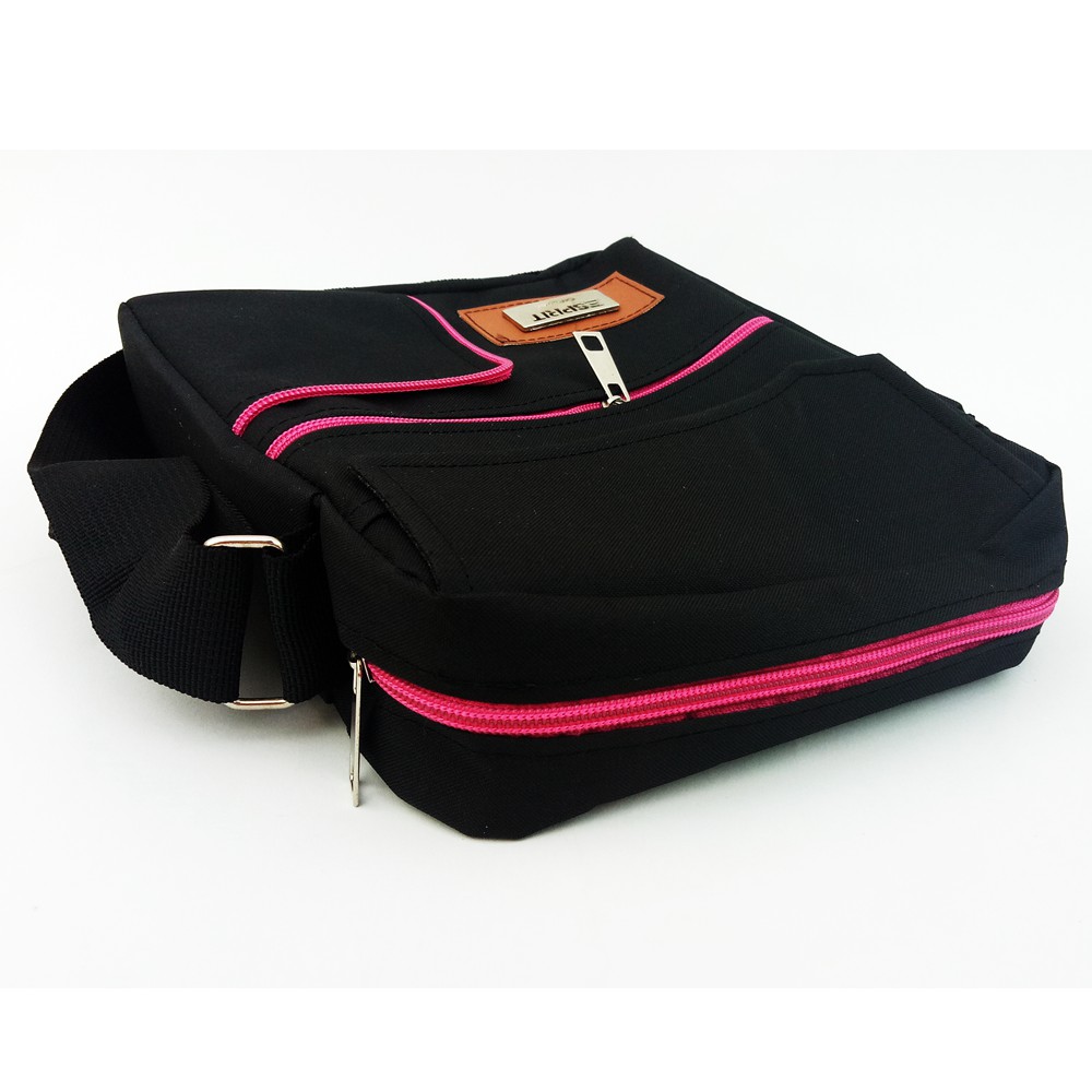 FIURI - Tas Selempang Kanvas Black Pink - Sling Bag Kanvas - Tas Slempang Wanita - Sling Bag Wanita