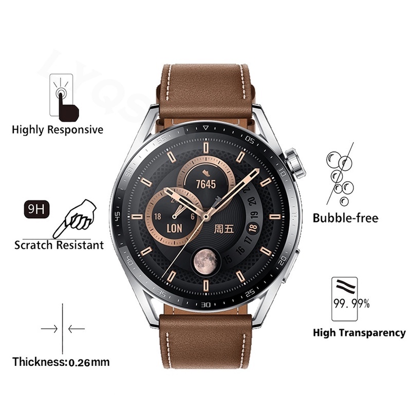 [Featured] 1pc 46mm Tempered Glass Protective Film For Huawei Watch GT3 / HD Clear Anti-Scratch Screen Protector Cover