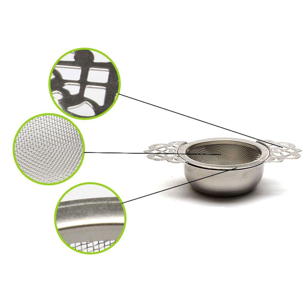 [Elegan] Tea Infuser Fine Mesh Multi Fungsi Untuk Teh Longgar Dengan Drip Bowl Pegangan Sayap Teaware Gadget Dapur