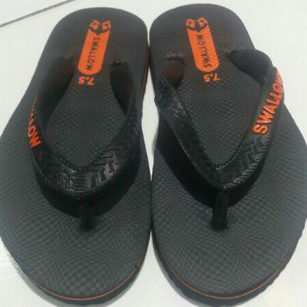 sandal karet swallo hitam ukuran tanggung size 7.5 - 8.5